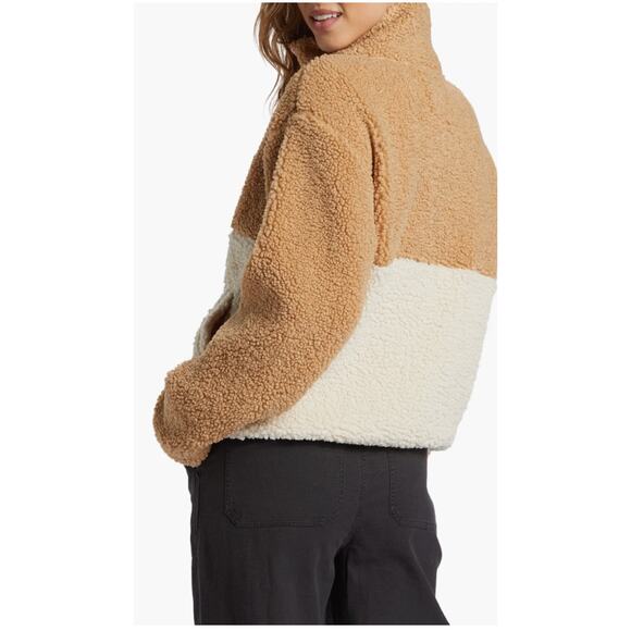 NWOT Billabong Horizon Colorblock High Pile Fleece Quarter Zip Pullover Medium - Picture 3 of 5